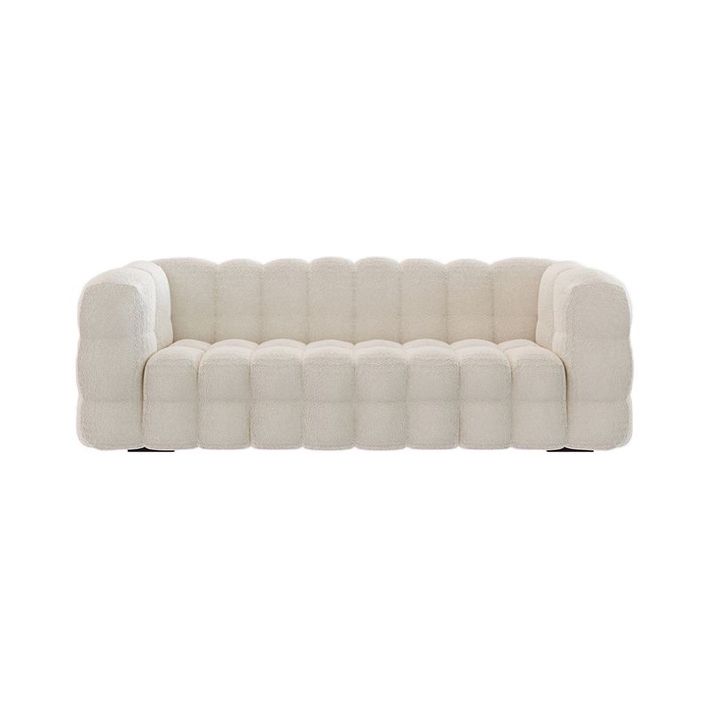 Pillow Sewn Back Sofa Contemporary Tuxedo Arm White Wool - 39.37" D