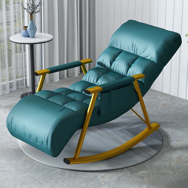 Modern Recliner Chair Solid Color Tufted Rocking Chair With Gray Frame