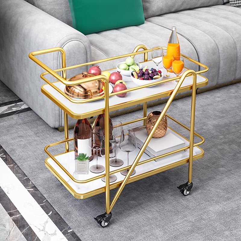 Marble Open Shelves Prep Table Rectangular Dining Room Kitchen Trolley