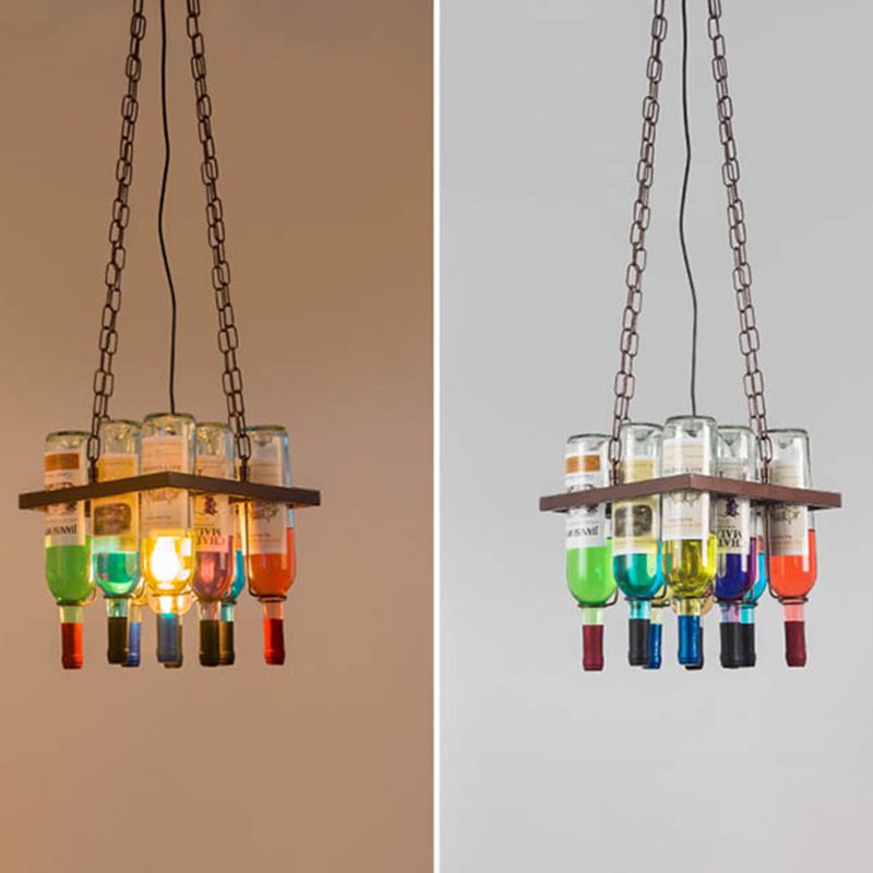 Wine Bottle Glass Chandelier Pendant Light Industrial Bar Chandelier Lighting