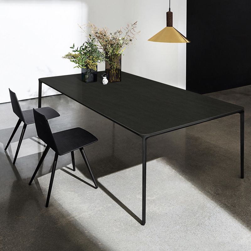 Tavolo da pranzo in pietra sinterizzato in stile industriale 4 gambe tavolo rettangolo di base per casa in nero