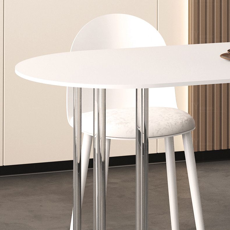 White Stone Dining Table Contemporary Dining Table with Sled Base