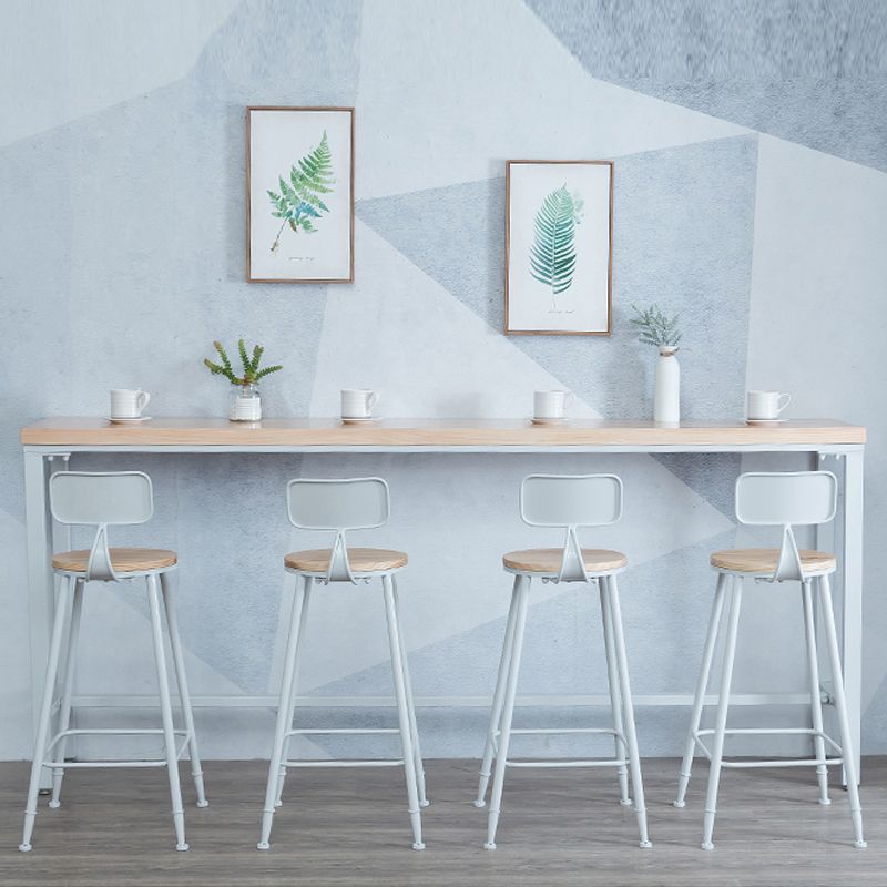 Light Brown Modern Style Bar Table in Solid Wood and Iron Table Milk Tea Shop Bar Table