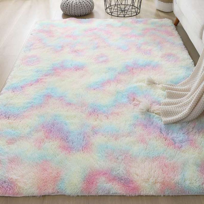 Multicolored Trendy Tie-dyed Area Rug Natural Soft Shag Indoor Rug Polyester Non-Slip Backing Carpet for Living Room