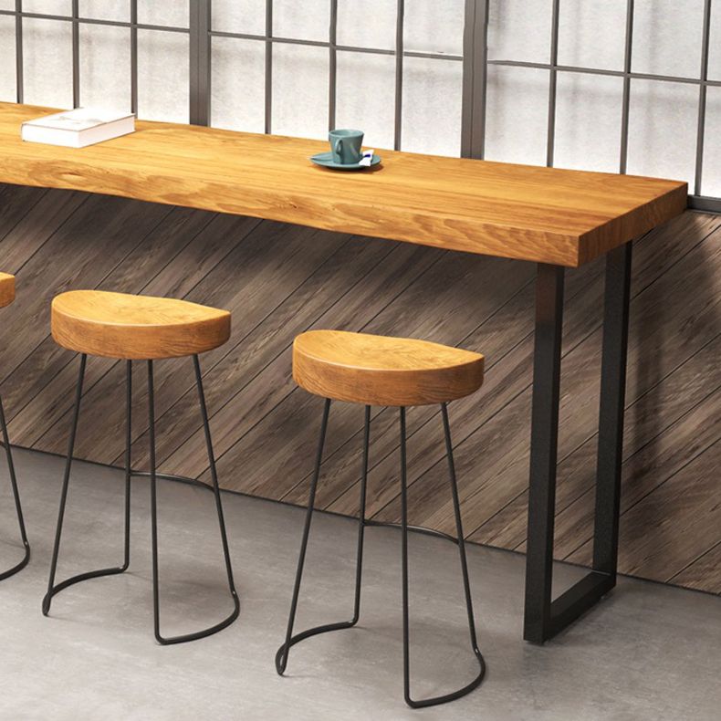 Coffee Shop Industrial Wood Barstool Metal Pedstal Bar Stool with Pedal