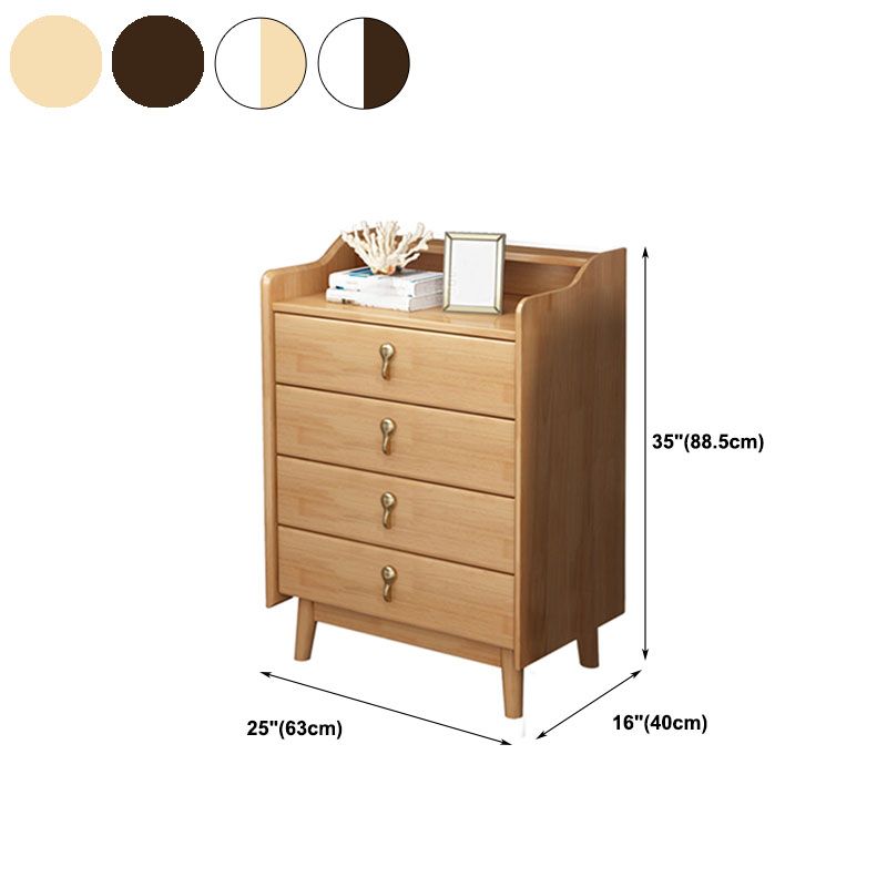 Glam Rubber Wood Bedroom Storage Chest Vertical Chest with Drawers