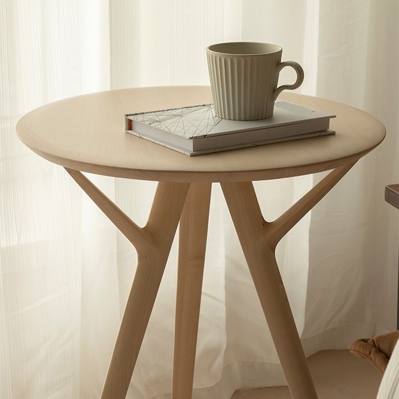 Maple Wood Side Table Modern Outdoor Round Patio Table in Natural