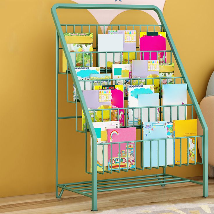 Modern Closed Back Ladder Bookshelf Metal Shelves Included Bookcase