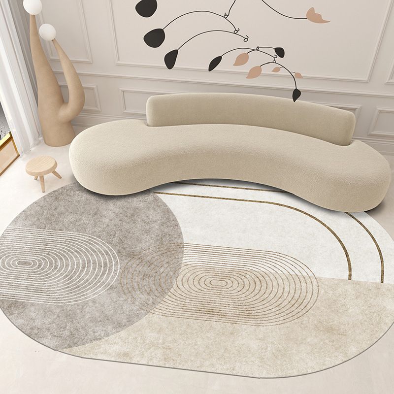 Gray Modern Carpet Polyester Line Carpet Washable Area Carpet for Home Decoration