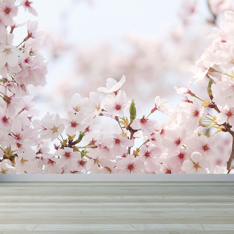 Whole Flower Mural Wallpaper Moisture Resistant Contemporary Living Room Wall Covering