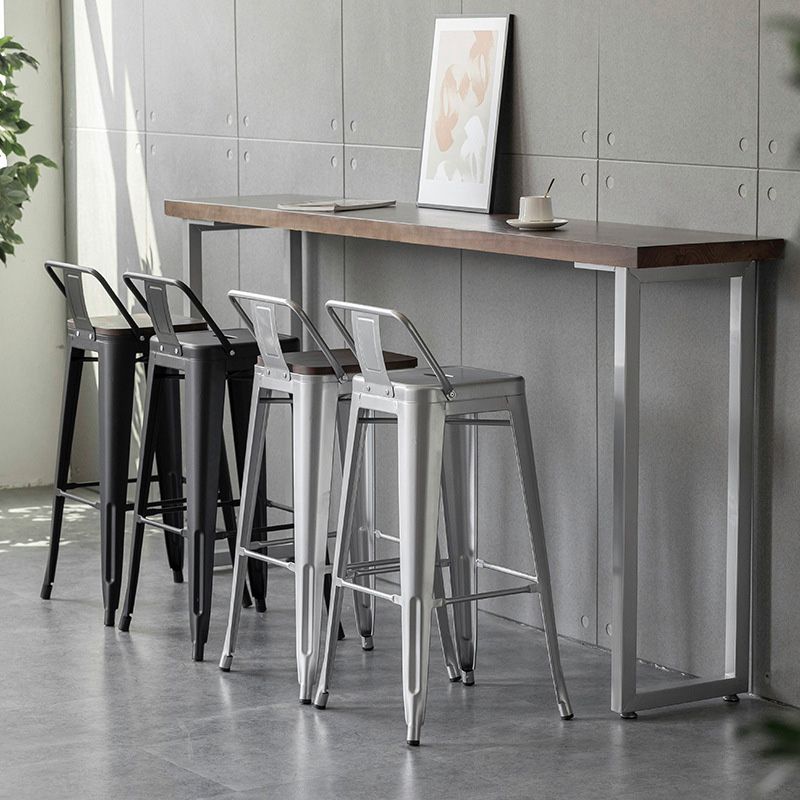 Contemporary Style Barstool Square Low Back Bar Stool with Metal Legs