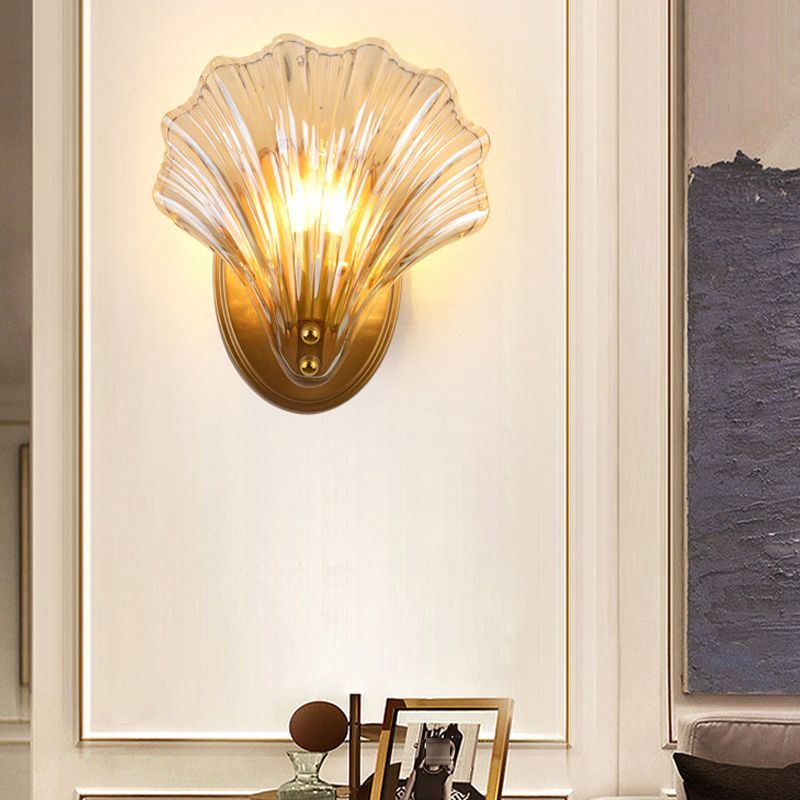 Single Contemporary Golden Glass Shape Unique Bathroom Vanity Light