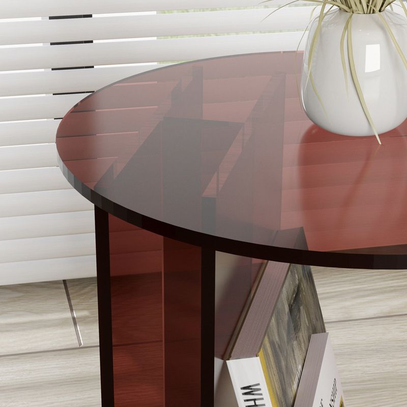 Modern Acrylic Round End Table Abstract Base Side Table with Storage