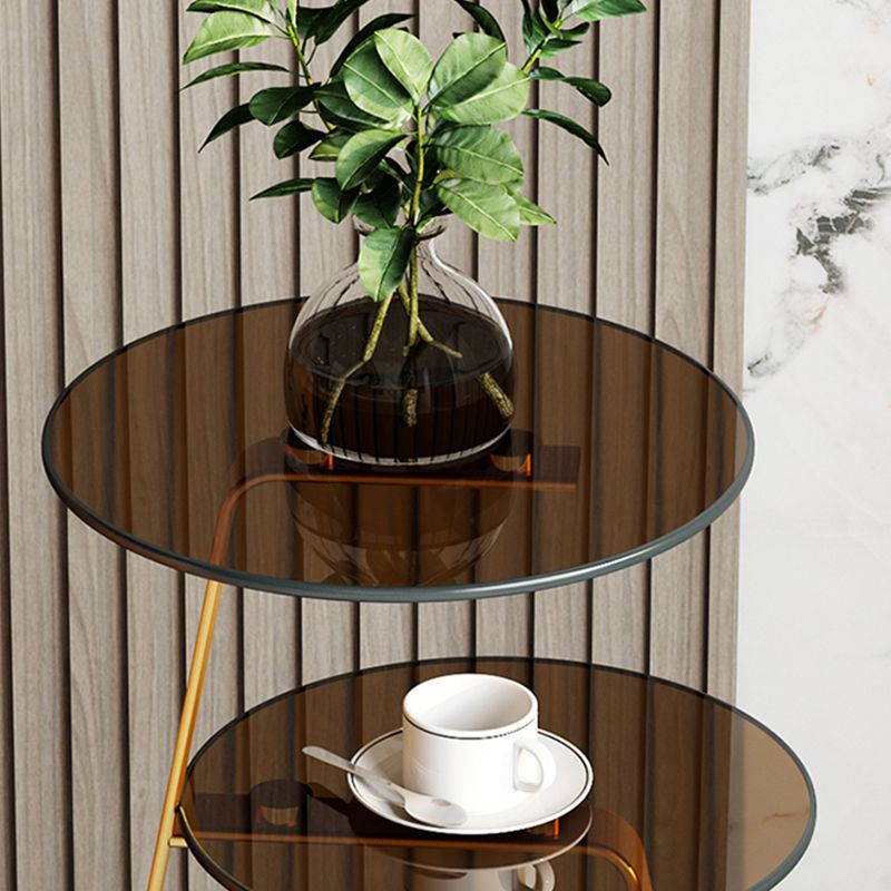 22.83 inch Tall Frame Side Table Modern Round Glass Side End Table