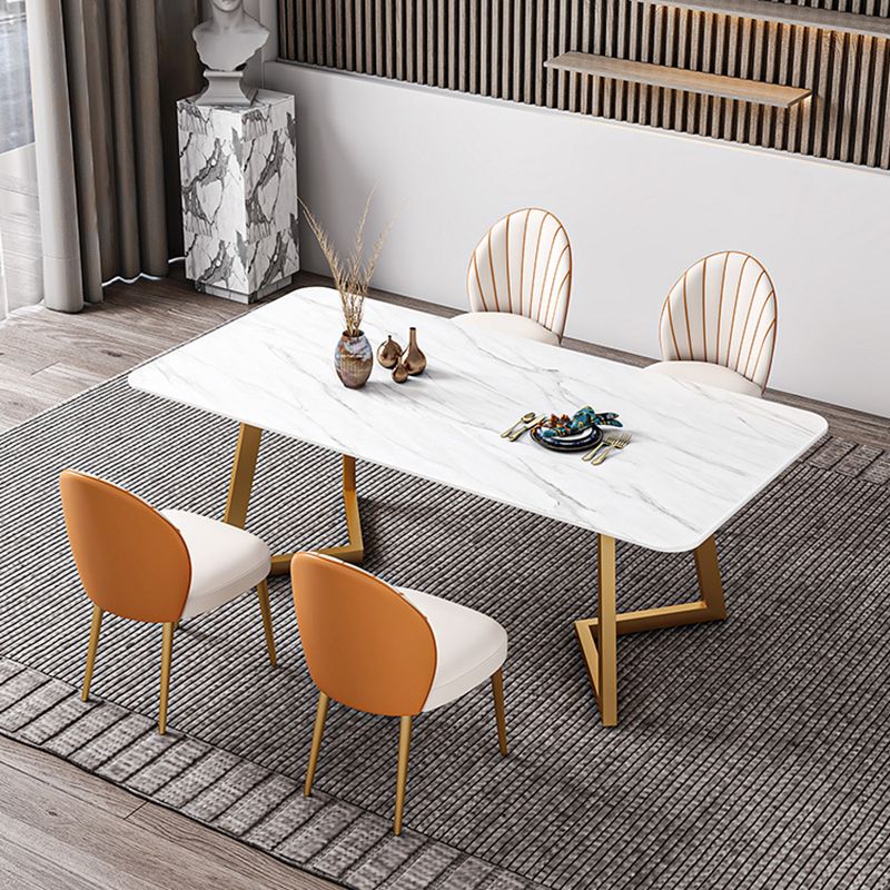 Iron and Slate Table Glam Style Simple Home Rectangular Dining Table