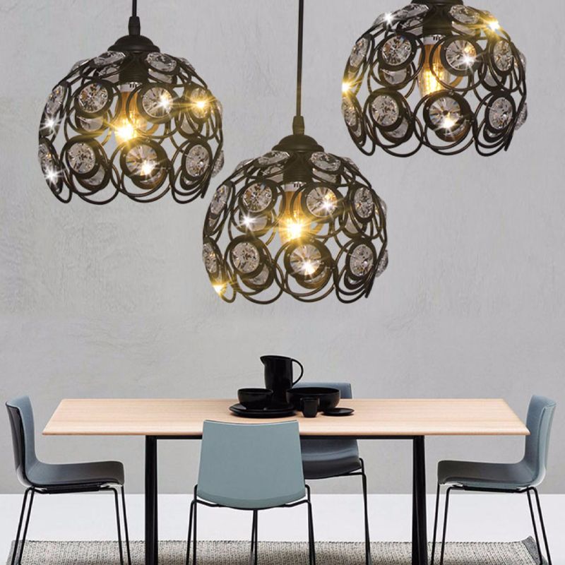 Cristal incrusté orbe suspendu luminaire d'éclairage de style moderne pour salle à manger