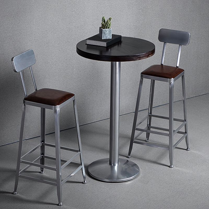 Faux Leather Dining Stools Armless Bar Stools with Metal Base