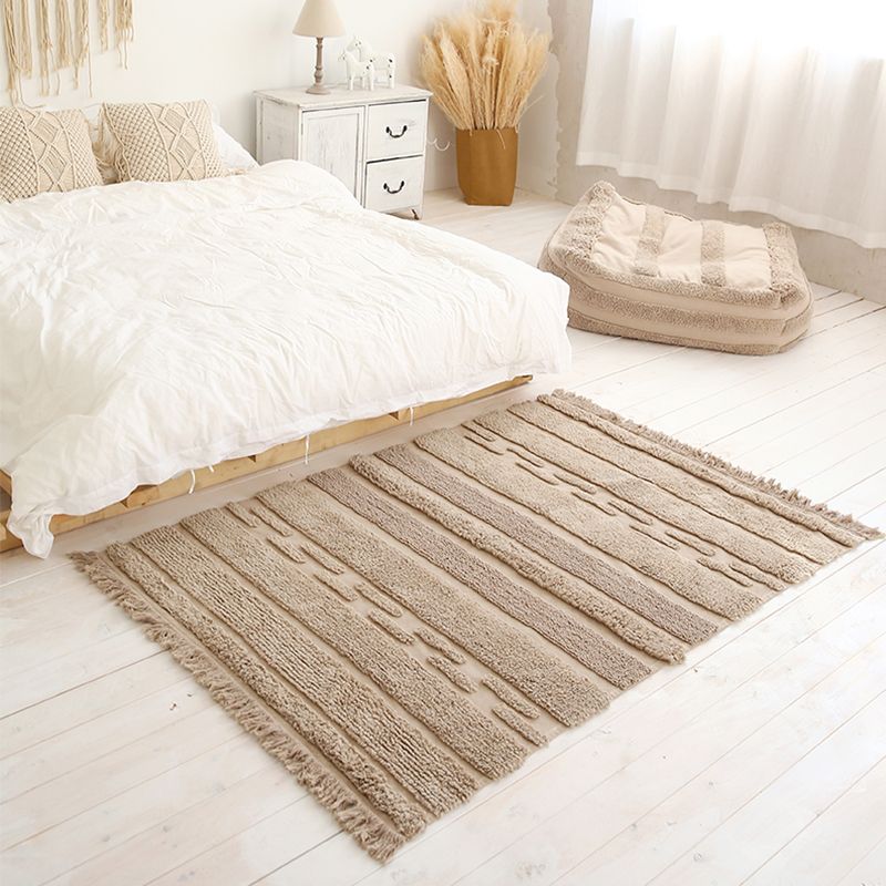 Multicolored Stripe Rug Cotton Western Area Rug Washable Stain-Resistant Easy Care Carpet for Bedroom