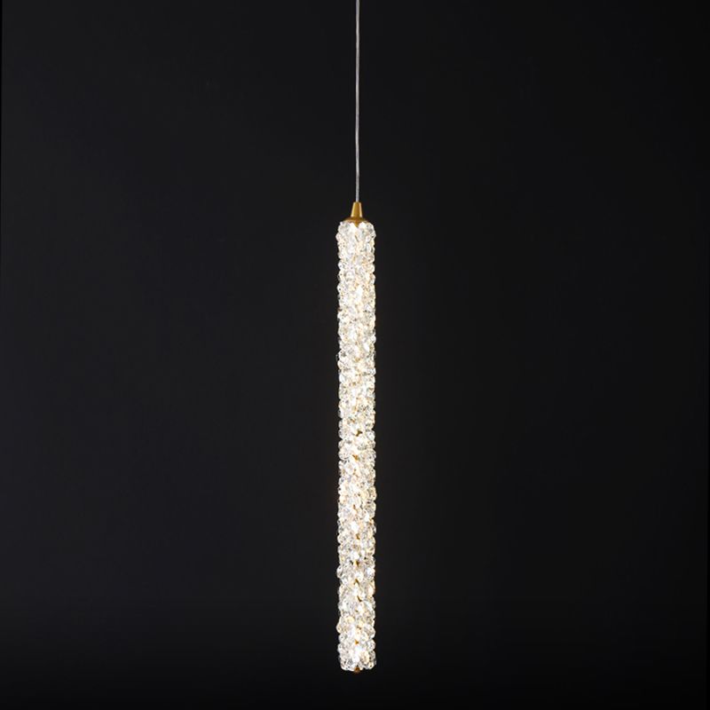 Simplicità Pendulum lineare Luce ottagonale Crystal Crystal LED soggiorno Luce in ottone