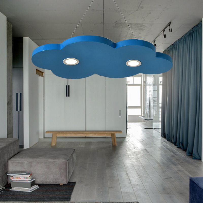 Cartoon Style Cloud Chandelier Lighting Metallic 12.5"/19.5" W LED Living Room Pendant Lamp in Yellow/Orange