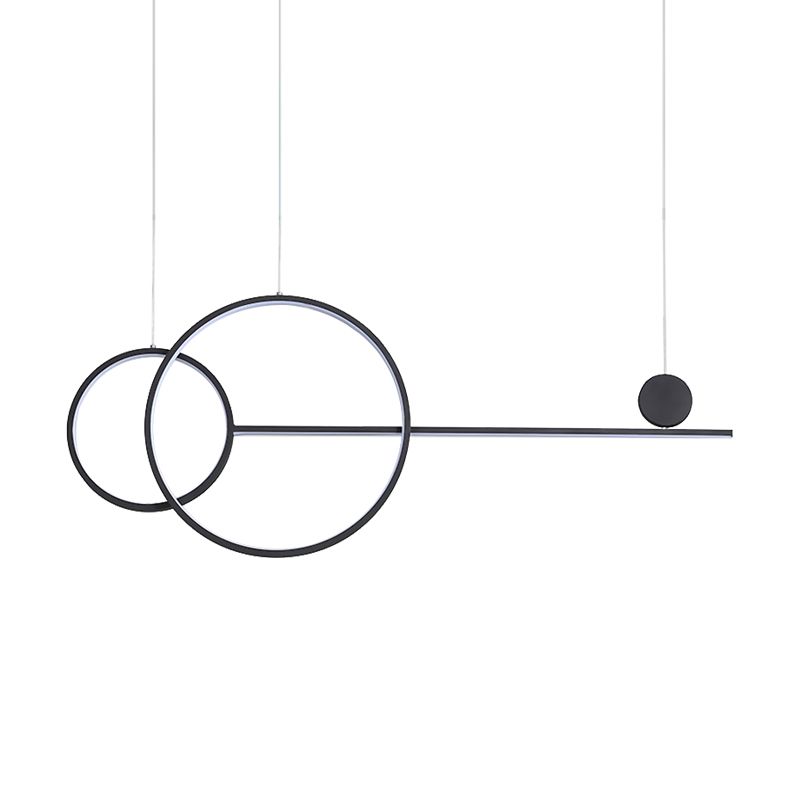 Idee di illuminazione dell'isola circolare nera/oro lampada lampadario acrilico a led nordica con design di linea