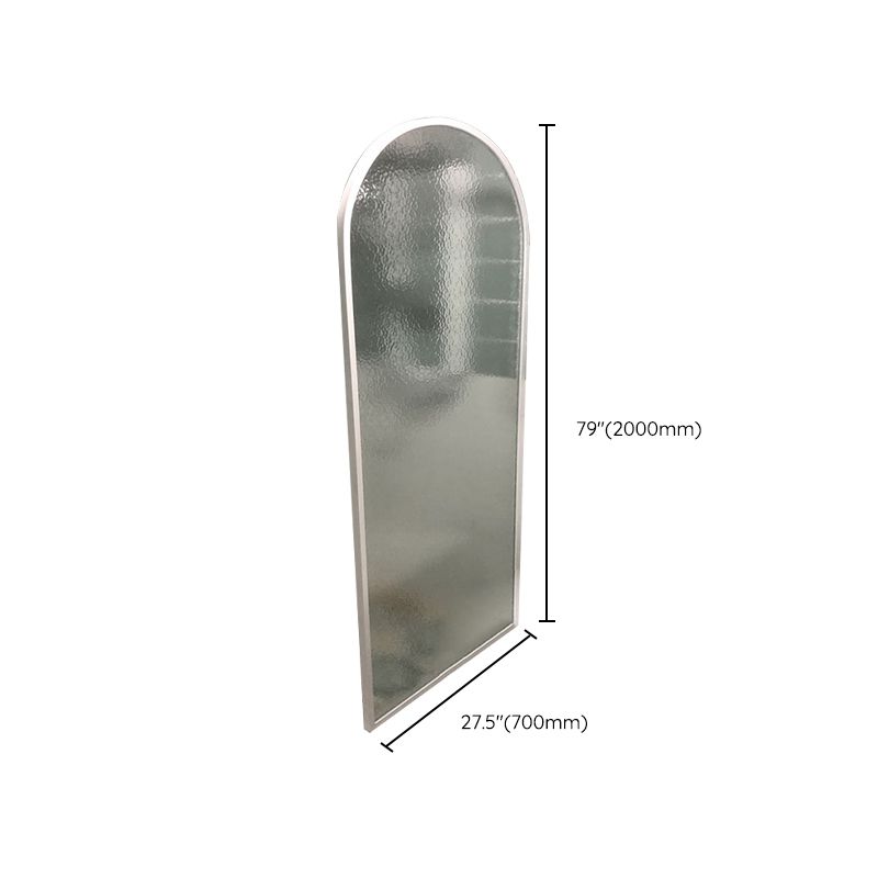 White Full Frame Single Fixed Panel, Half Partition Arched Waterproof Bathroom Screen