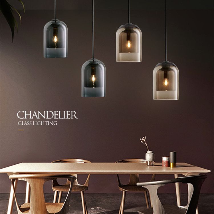 Bell Hanging Light Fixture Minimalist Style Glass Pendant Light Kit for Dinning Room