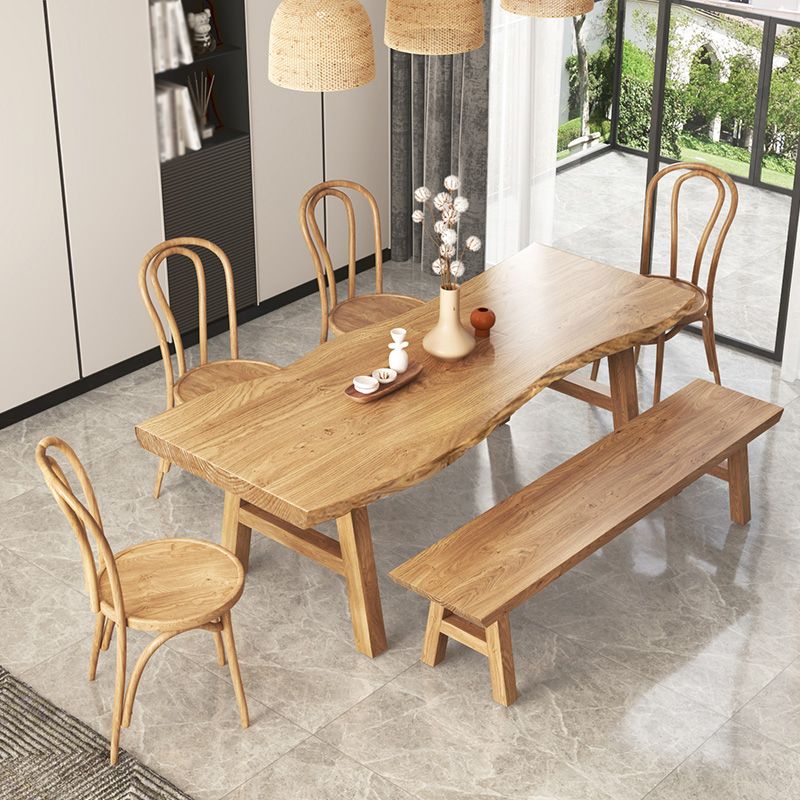 Modern 1/2/3/5/6 Pieces Rectangle Dining Set Solid Wood Dining Table with Chairs