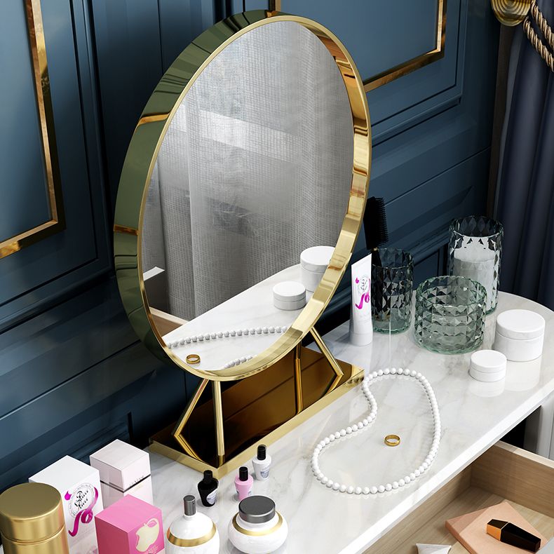 Wood Vanity Set with Stool and Mirror Stone Top Vanity in Grey