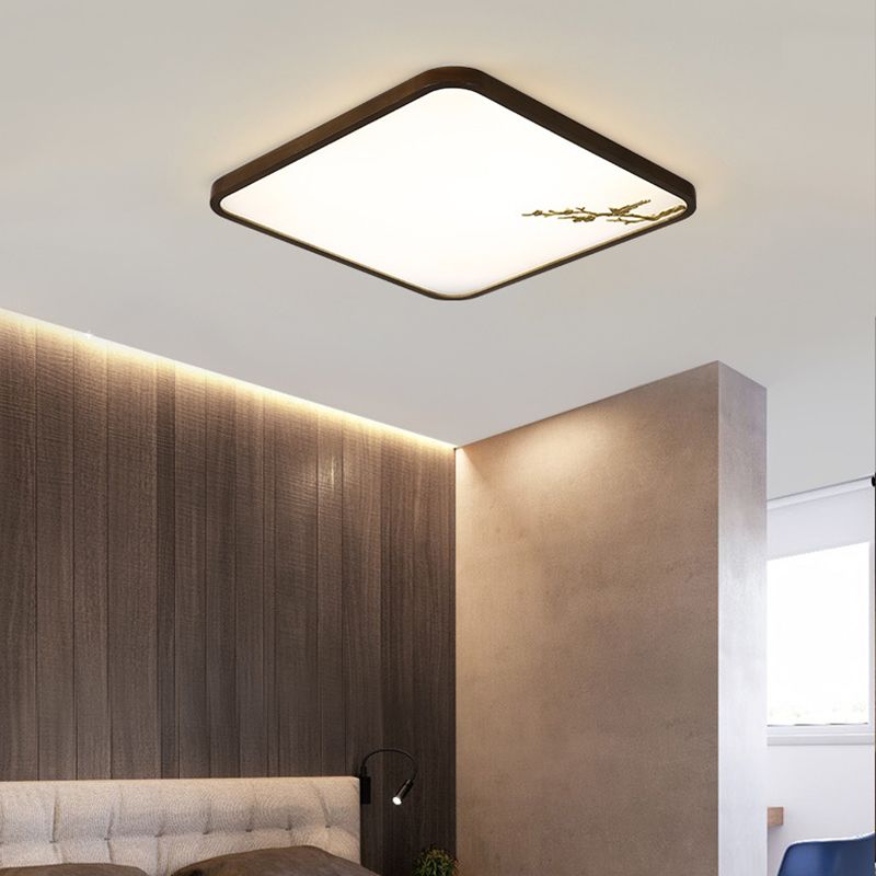 Geometrisches Wohnzimmer Flush montiert Licht Holz Nordic LED Flush Licht in Braun mit Faux Plant Decor