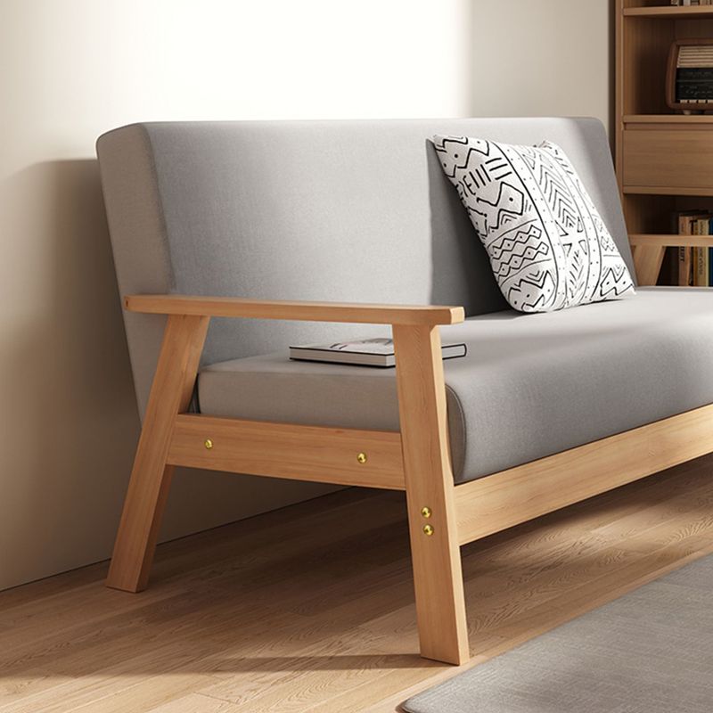 Fabric Square Arm Slipcovered 2/3 Seat Sofa with Wooden Based