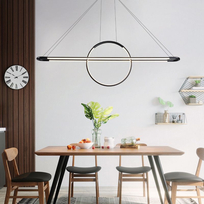 Artistic Geometric Shaped Island Light Fixture Metal Dining Room LED Ceiling Pendant Light