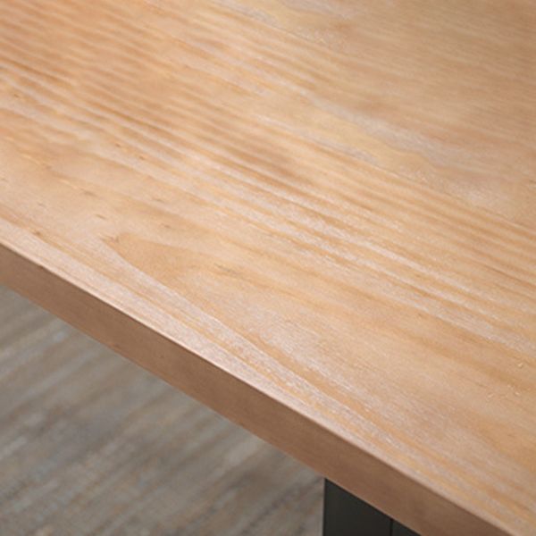 Rectangle Double Base Dining Table Industrial Wood Table for Kitchen