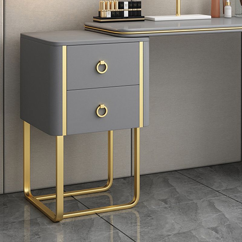 Glam Faux Leather and Wood 2-Drawer Makeup Vanity Desk for Bedroom