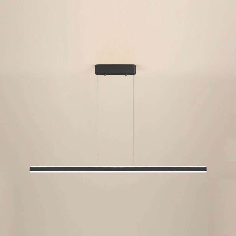 Modern Metal Island Lamps Linear 2-Head Restaurant Pendant Lights with Acrylic Shade