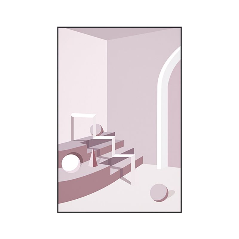 Modern Wall Art Decor Pastel Color Illustration Geometric and House Interior Canvas