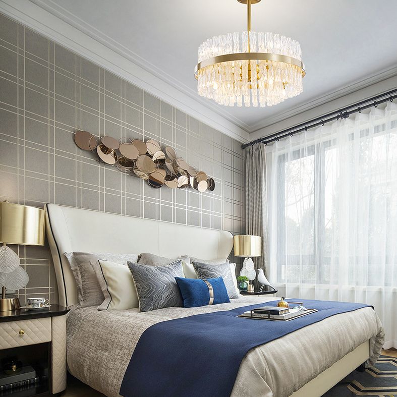 Moltiplicatore Crystal Crystal Light Modern Metal Round Living Room Lampella Luce in oro