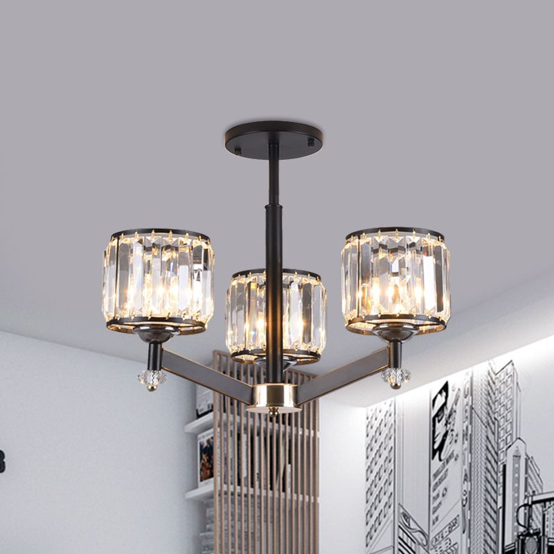 3/6 lichten kristallen hangende lampkit traditionele zwarte cilinder zitkamer kroonluchter verlichting