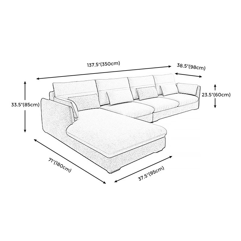 L-Shape 4-Seater Pillow Top Arm Removable Cushions Sectionals Sofas