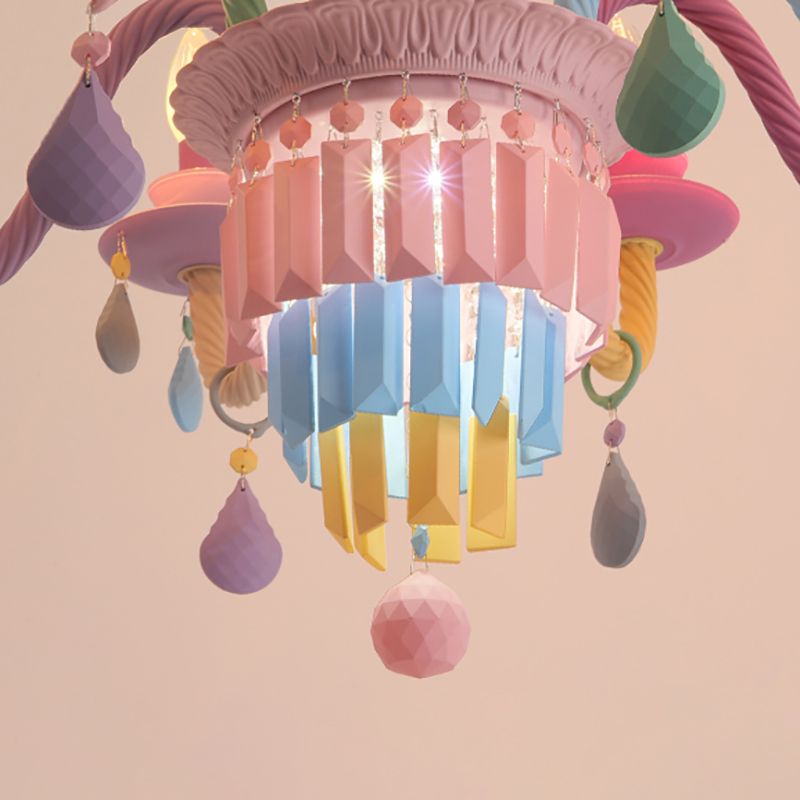 Multi Head Macron Candle Chandelier Glass Chandelier Lighting Fixtures for Bedroom