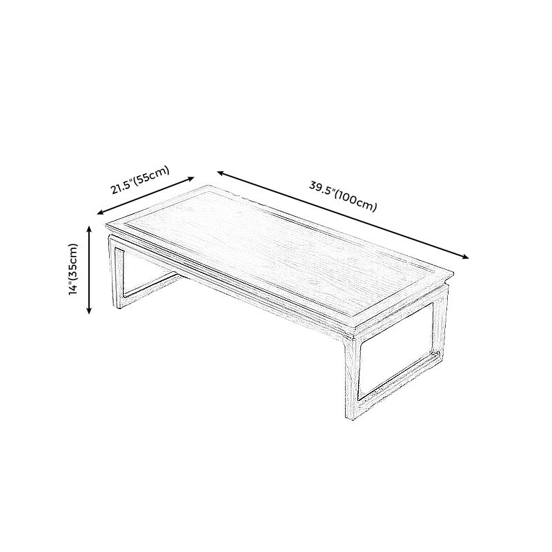 Modern Style Elm Wood Sleigh Shaped Base Design Rectangular Coffee Table