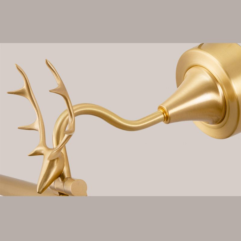 Postmodern Antlers Wall Sconce Gold One-Blub Metal Wall Mounted Lamps for Bathroom