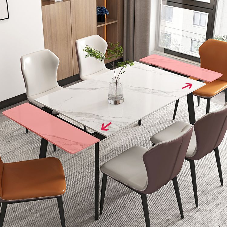 Modern 1/4/5/7 Pieces Rectangle Dining Table Set with Stone Top White Scalable Dinette Set
