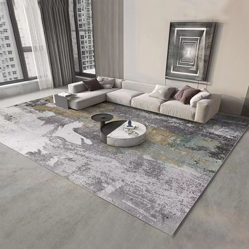 Antique Rectangle Abstract Printed Polyster Non-Slip Backing Indoor Rug