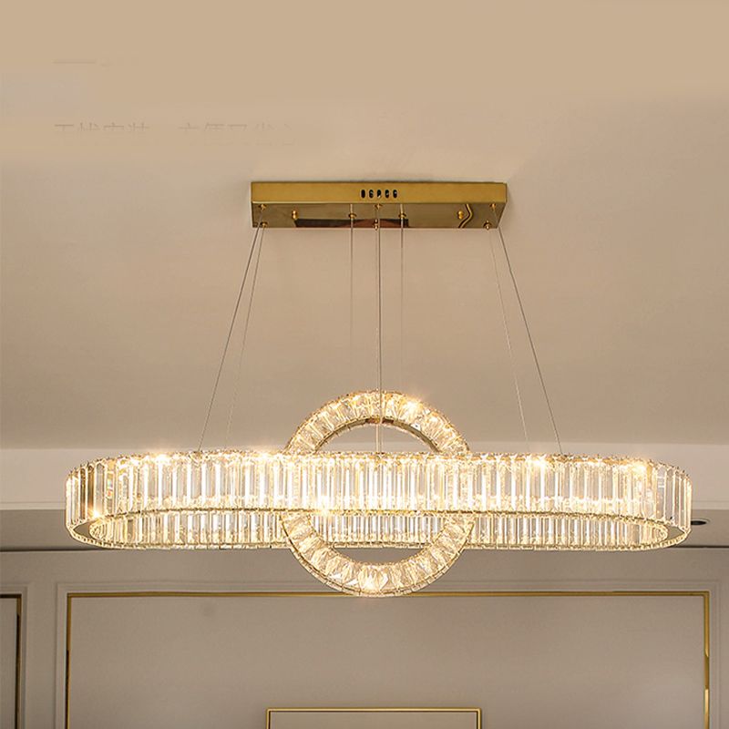 Contemporary Luxury Pendant Lights Crystal 2-Light Island Light in Gold