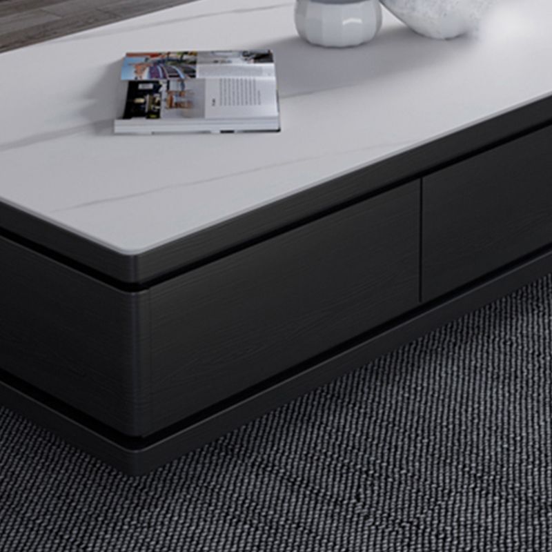 15"H Contemporary Cocktail Table Storage Rectangle Coffee Table