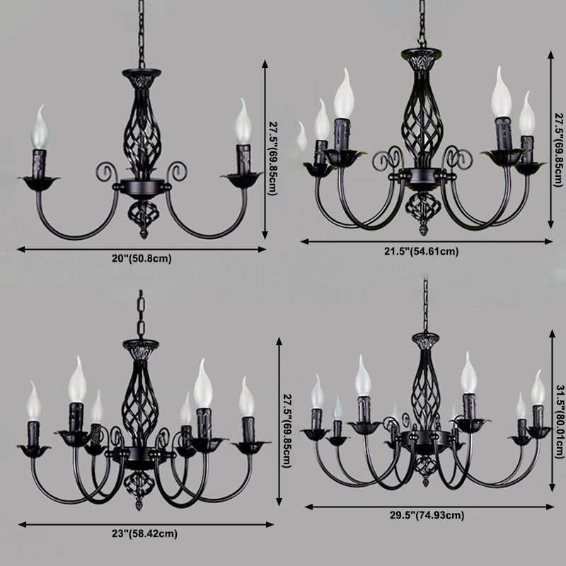 Zwarte multi -lichten hangende verlichtingsarmaturen moderne stijl gebogen metalen kroonluchter verlichting