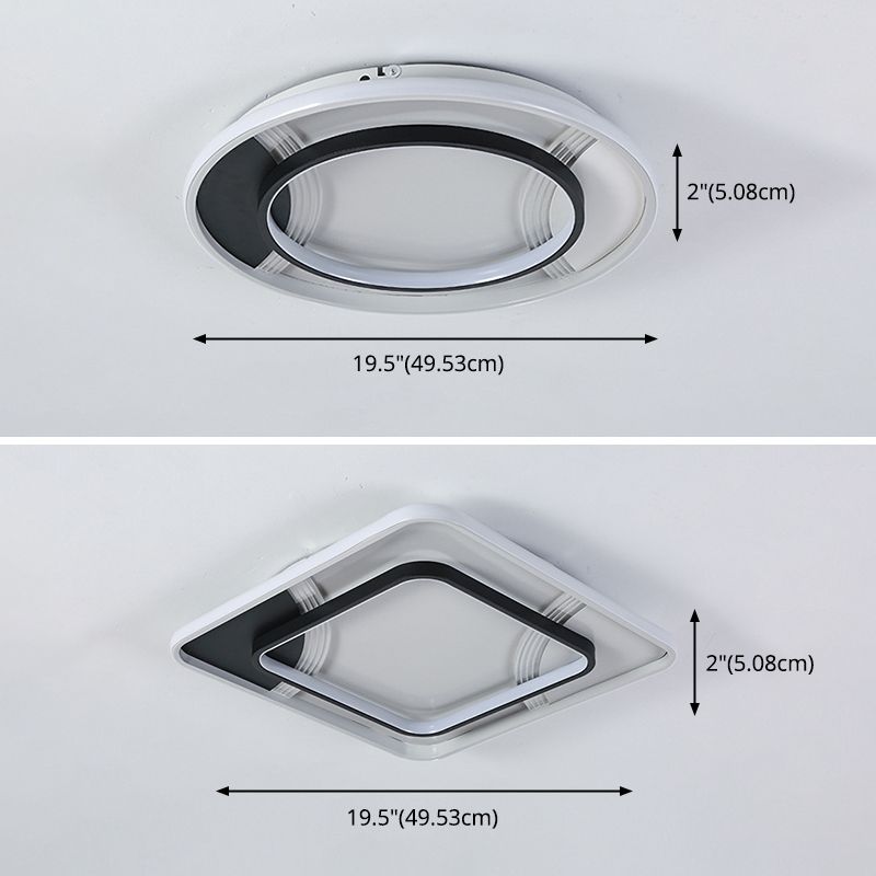 Plafonnier LED minimaliste plafonnier géométrique noir et blanc avec abat-jour en acrylique