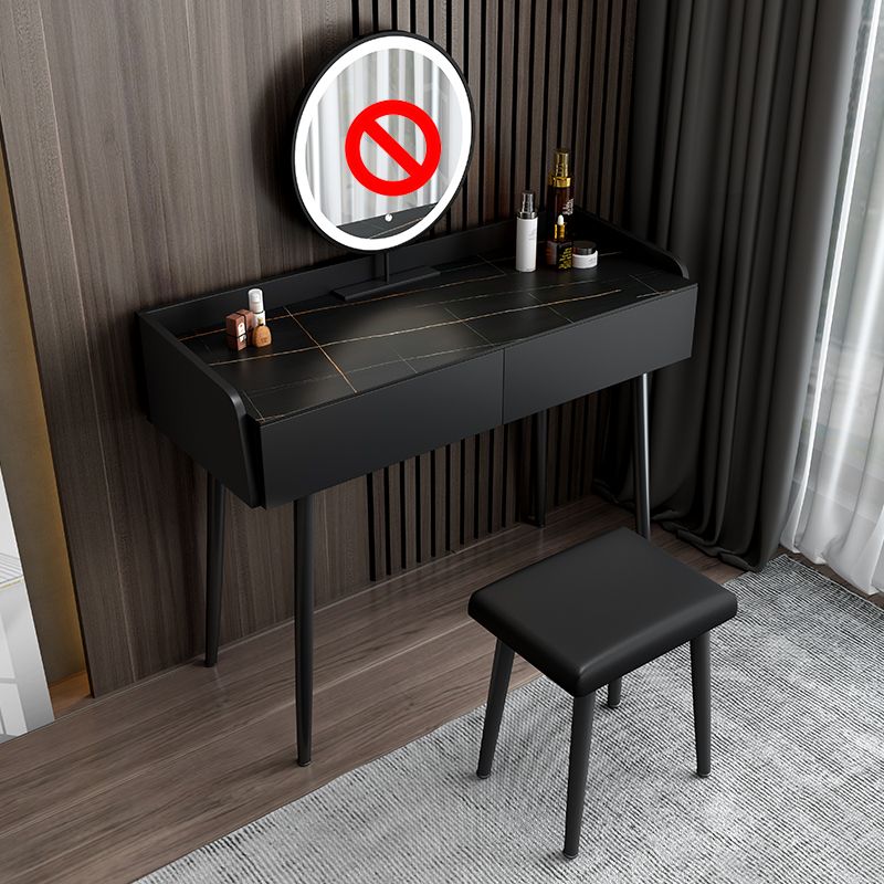 Contemporary Stone Makeup Dressing Table 2-Drawer Vanity Table Set