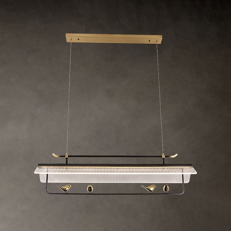 Single Modernism Golden Ceiling Light Acrylic Unique Kitchen Island Lighting